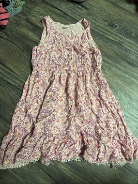 Mudd Pink Floral Sleeveless Sundress with Orange Accents